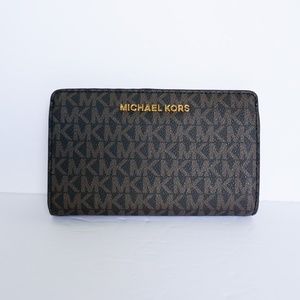 Michael Kors Jet Set Bifold Wallet MK Brown Acorn